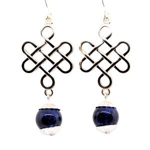 Scrolled Celtic Blue Earrings